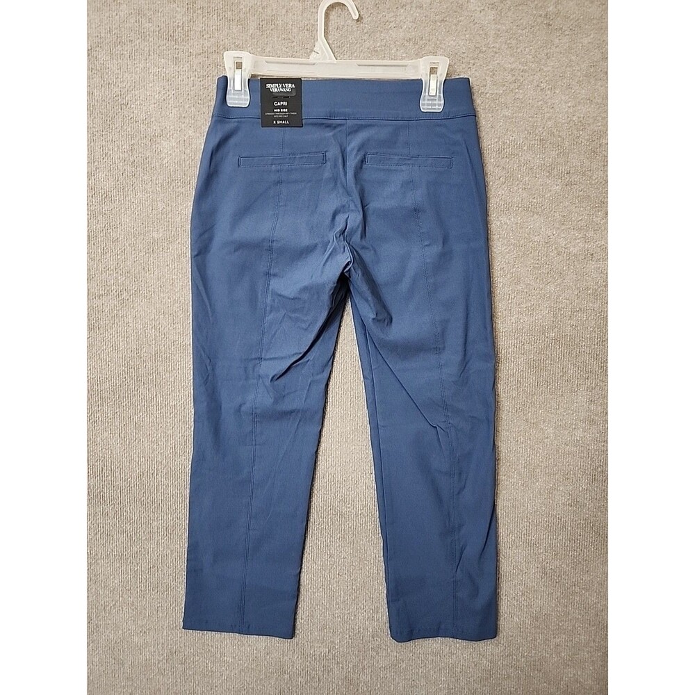 Simply Vera Wang Capri Pants Womens XS Blue Pull On Straight Ultra Stretch NEW - Picture 5 of 10